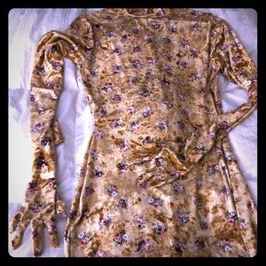 Custom Gold long sleeve gloved Dress